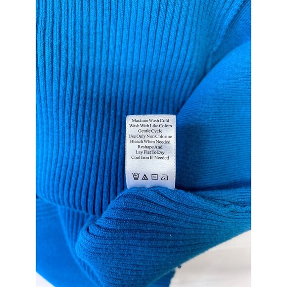 Coldwater Creek Womens Ribbed Turtle Neck Sweater XL Blue Cotton & Nylon - Picture 7 of 9